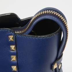 Valentino Blue Leather Rockstud Trapeze Tote