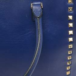 Valentino Blue Leather Rockstud Trapeze Tote