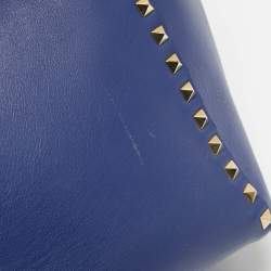 Valentino Blue Leather Rockstud Trapeze Tote