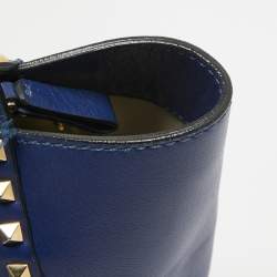 Valentino Blue Leather Rockstud Trapeze Tote