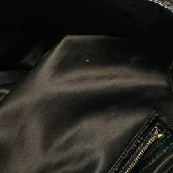 Pre Owned Valentino Black Patent Leather and Satin Rose Applique Tote