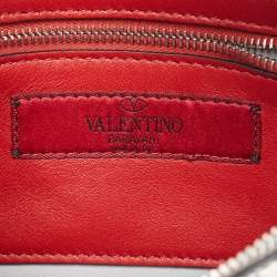 Pre Owned Valentino Silver Quilted Patent Leather Rockstud Spike Belt Bag