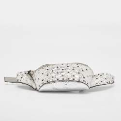 Pre Owned Valentino Silver Quilted Patent Leather Rockstud Spike Belt Bag