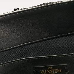 Pre Owned Valentino Black/White Printed Sequins and Leather VLogo Tote