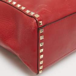 Pre Owned Valentino Red Leather Rockstud Trapeze Tote