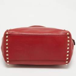 Pre Owned Valentino Red Leather Rockstud Trapeze Tote