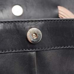 مملوكة مسبقًا Valentino Black/Taupe Leather Aphrodite Bow Top Handle Bag