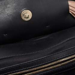 مملوكة مسبقًا Valentino Black/Taupe Leather Aphrodite Bow Top Handle Bag