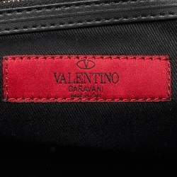 مملوكة مسبقًا Valentino Black/Taupe Leather Aphrodite Bow Top Handle Bag