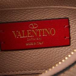 Pre Owned Valentino Beige Leather Mini Escape V Logo Hobo