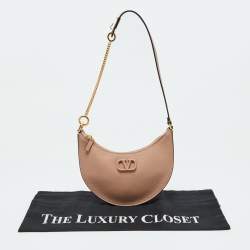Pre Owned Valentino Beige Leather Mini Escape V Logo Hobo
