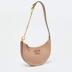 مملوكة مسبقًا Valentino Rose Cannelle Leather Mini VLogo Hobo