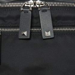 Pre Owned Valentino Black Nylon and Leather Belt Bag