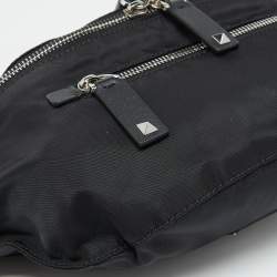 Pre Owned Valentino Black Nylon and Leather Belt Bag