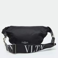 Pre Owned Valentino Black Nylon and Leather Belt Bag
