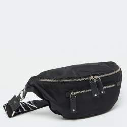 Pre Owned Valentino Black Nylon and Leather Belt Bag