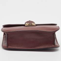 Pre Owned Valentino Burgundy Leather Small Rockstud Glam Lock Flap Bag