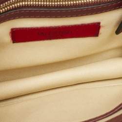 Pre Owned Valentino Burgundy Leather Small Rockstud Glam Lock Flap Bag