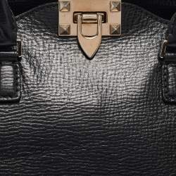 Pre Owned Valentino Black Leather Small Rockstud Trapeze Tote