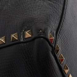 Pre Owned Valentino Black Leather Small Rockstud Trapeze Tote