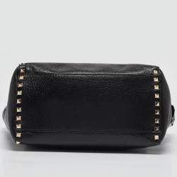 Pre Owned Valentino Black Leather Small Rockstud Trapeze Tote