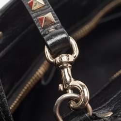 Pre Owned Valentino Black Leather Small Rockstud Trapeze Tote