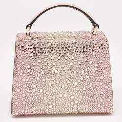 Valentino Pink Suede Crystals Mini VSling Top Handle Bag