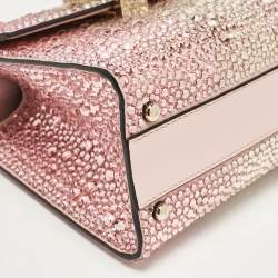 Valentino Pink Suede Crystals Mini VSling Top Handle Bag