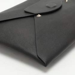 Pre Owned Valentino Black Leather Envelope Rockstud Clutch