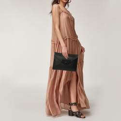 Pre Owned Valentino Black Leather Envelope Rockstud Clutch