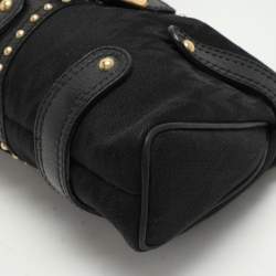 Valentino Black Canvas and Leather Embellished Satchel