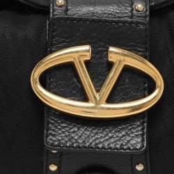 Valentino Black Canvas and Leather Embellished Satchel