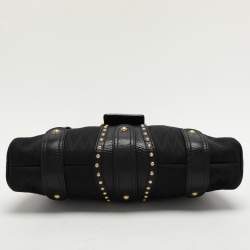 Valentino Black Canvas and Leather Embellished Satchel