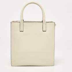 Pre Owned Valentino Off White Leather Small VLogo Walk Tote