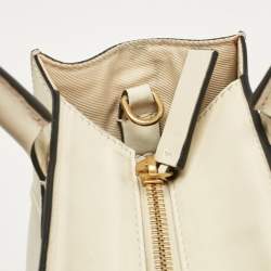 Pre Owned Valentino Off White Leather Small VLogo Walk Tote