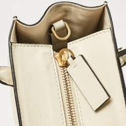 Pre Owned Valentino Off White Leather Small VLogo Walk Tote