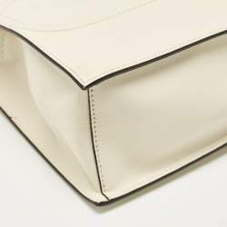 Pre Owned Valentino Off White Leather Small VLogo Walk Tote