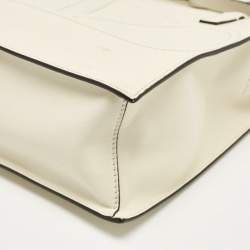 Pre Owned Valentino Off White Leather Small VLogo Walk Tote