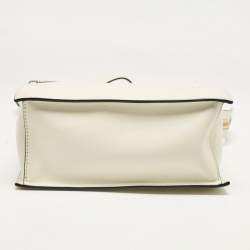 Pre Owned Valentino Off White Leather Small VLogo Walk Tote