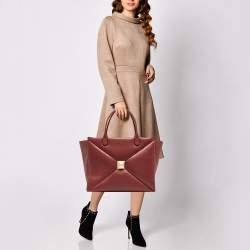 Pre Owned Valentino Brick Red Leather One Stud Tote