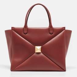 Pre Owned Valentino Brick Red Leather One Stud Tote