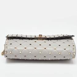 Valentino Grey Leather Rockstud Spike Chain Shoulder Bag