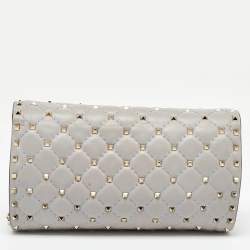 Valentino Grey Leather Rockstud Spike Chain Shoulder Bag