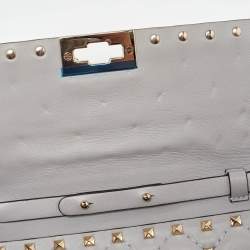 Valentino Grey Leather Rockstud Spike Chain Shoulder Bag