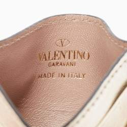 Valentino Light Gold Leather Rockstud Card Case