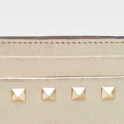 Valentino Light Gold Leather Rockstud Card Case