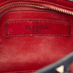 Valentino Blue/Red Quilted Leather Medium Rockstud Spike Heart Top Handle Bag