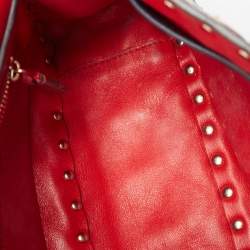 Valentino Blue/Red Quilted Leather Medium Rockstud Spike Heart Top Handle Bag