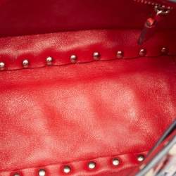 Valentino Blue/Red Quilted Leather Medium Rockstud Spike Heart Top Handle Bag