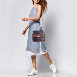 Valentino Blue/Red Quilted Leather Medium Rockstud Spike Heart Top Handle Bag